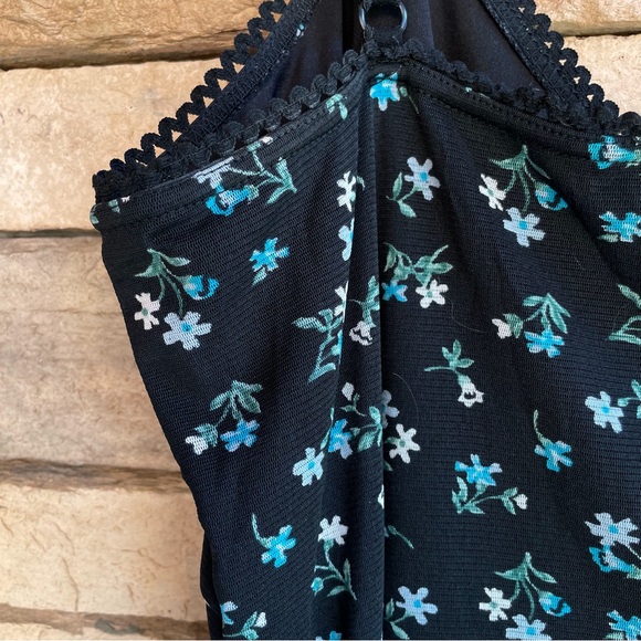 Boutique Europa black blue floral stretch lounge dress pajamas EUC Women’s 2X - Picture 5 of 13